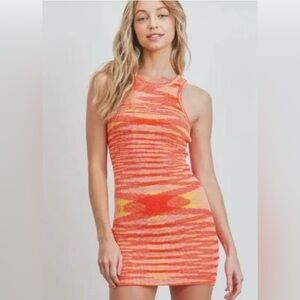 Princess Polly Knit Mini Bodycon dress Red/Orange/Yellow - 0
